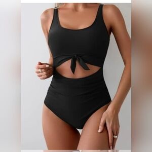 Black One-Piece Swimsuit with Cutout